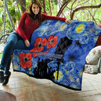 Remember Them ANZAC day Quilt Soldier In Starry Night Oil Paint Style