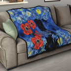Remember Them ANZAC day Quilt Soldier In Starry Night Oil Paint Style