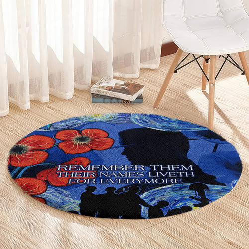 Remember Them ANZAC day Round Carpet Soldier In Starry Night Oil Paint Style