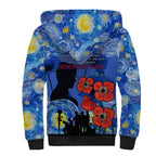 Remember Them ANZAC day Sherpa Hoodie Soldier In Starry Night Oil Paint Style