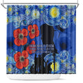 Remember Them ANZAC day Shower Curtain Soldier In Starry Night Oil Paint Style