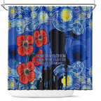 Remember Them ANZAC day Shower Curtain Soldier In Starry Night Oil Paint Style