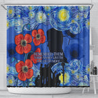 Remember Them ANZAC day Shower Curtain Soldier In Starry Night Oil Paint Style