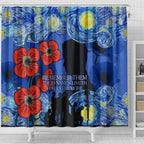 Remember Them ANZAC day Shower Curtain Soldier In Starry Night Oil Paint Style