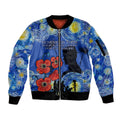 Remember Them ANZAC day Sleeve Zip Bomber Jacket Soldier In Starry Night Oil Paint Style