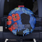 Remember Them ANZAC day Spare Tire Cover Soldier In Starry Night Oil Paint Style