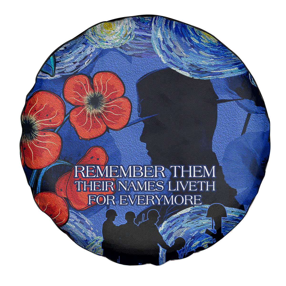 Remember Them ANZAC day Spare Tire Cover Soldier In Starry Night Oil Paint Style