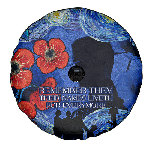 Remember Them ANZAC day Spare Tire Cover Soldier In Starry Night Oil Paint Style