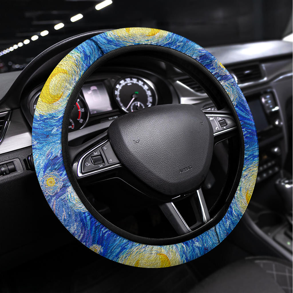 Remember Them ANZAC day Steering Wheel Cover Soldier In Starry Night Oil Paint Style