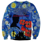 Remember Them ANZAC day Sweatshirt Soldier In Starry Night Oil Paint Style