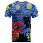 Remember Them ANZAC day T Shirt Soldier In Starry Night Oil Paint Style