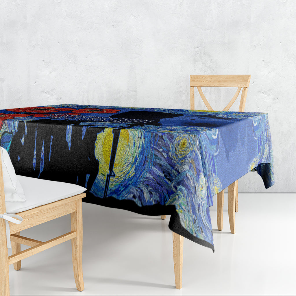 Remember Them ANZAC day Tablecloth Soldier In Starry Night Oil Paint Style