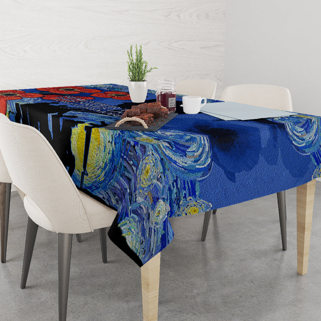 Remember Them ANZAC day Tablecloth Soldier In Starry Night Oil Paint Style
