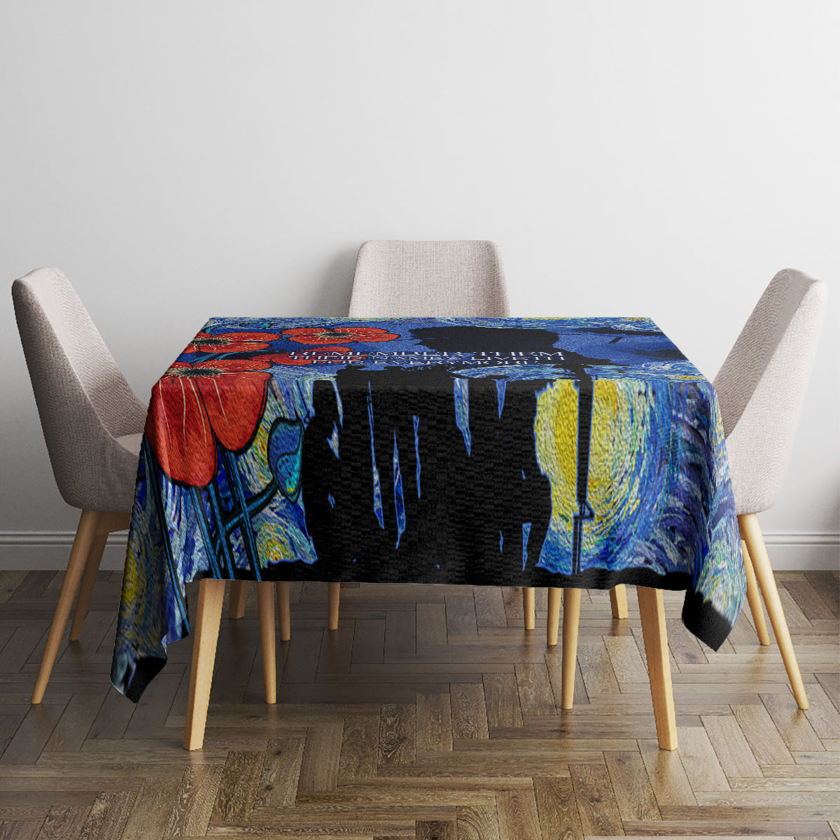 Remember Them ANZAC day Tablecloth Soldier In Starry Night Oil Paint Style