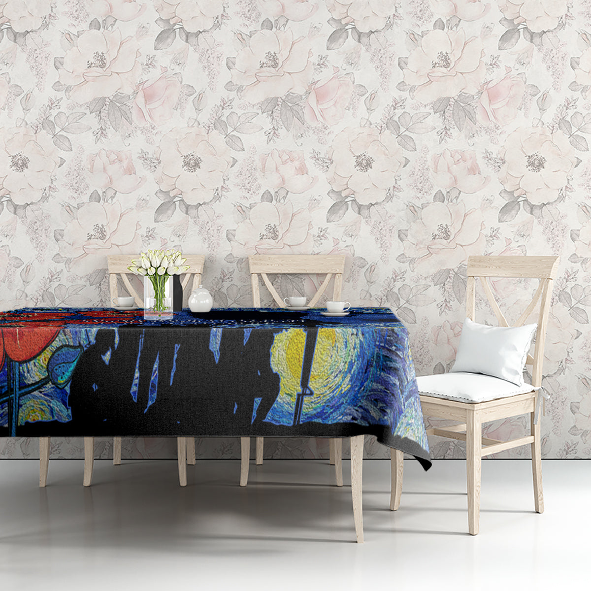 Remember Them ANZAC day Tablecloth Soldier In Starry Night Oil Paint Style
