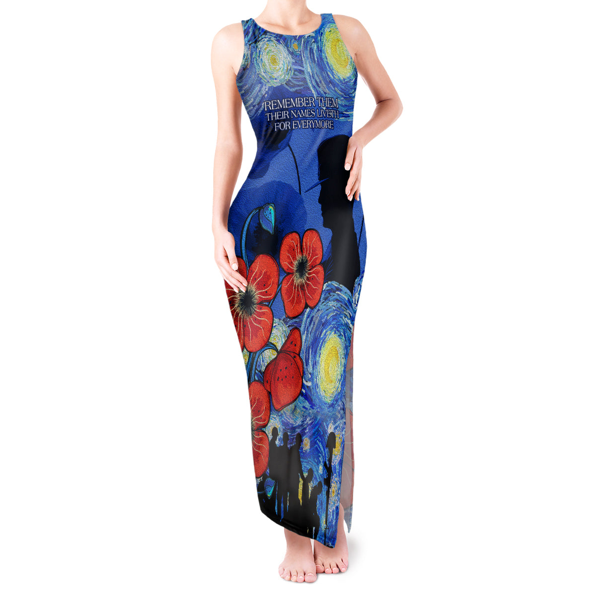Remember Them ANZAC day Tank Maxi Dress Soldier In Starry Night Oil Paint Style