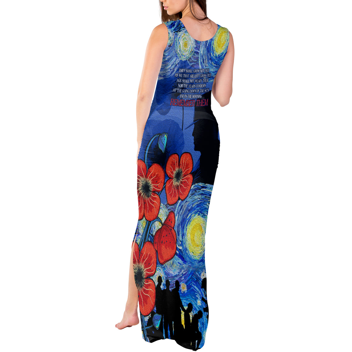 Remember Them ANZAC day Tank Maxi Dress Soldier In Starry Night Oil Paint Style