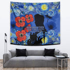 Remember Them ANZAC day Tapestry Soldier In Starry Night Oil Paint Style