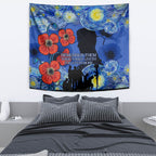 Remember Them ANZAC day Tapestry Soldier In Starry Night Oil Paint Style