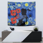 Remember Them ANZAC day Tapestry Soldier In Starry Night Oil Paint Style
