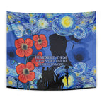 Remember Them ANZAC day Tapestry Soldier In Starry Night Oil Paint Style