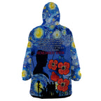 Remember Them ANZAC day Wearable Blanket Hoodie Soldier In Starry Night Oil Paint Style