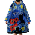 Remember Them ANZAC day Wearable Blanket Hoodie Soldier In Starry Night Oil Paint Style