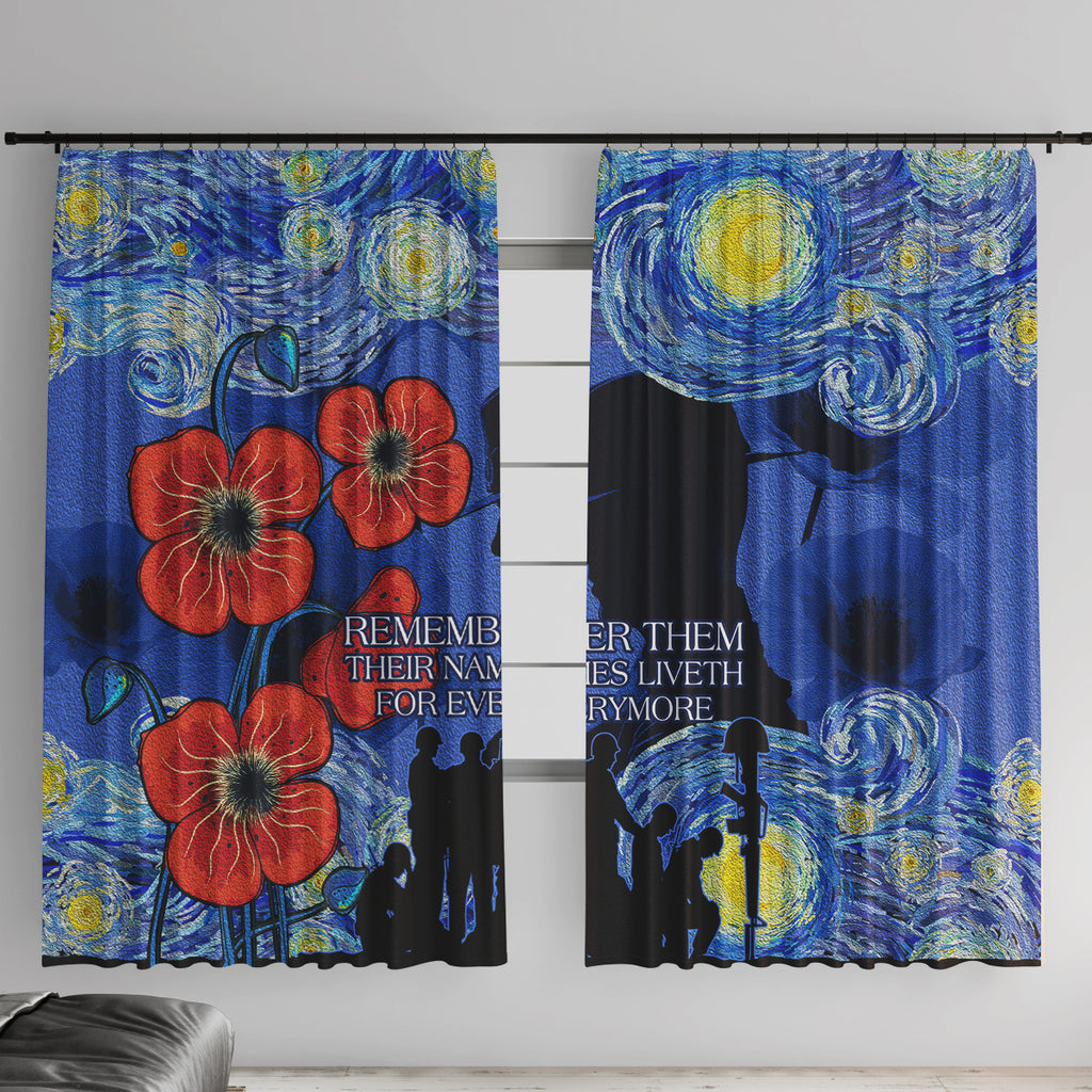Remember Them ANZAC day Window Curtain Soldier In Starry Night Oil Paint Style