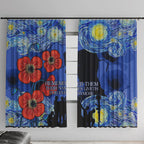 Remember Them ANZAC day Window Curtain Soldier In Starry Night Oil Paint Style