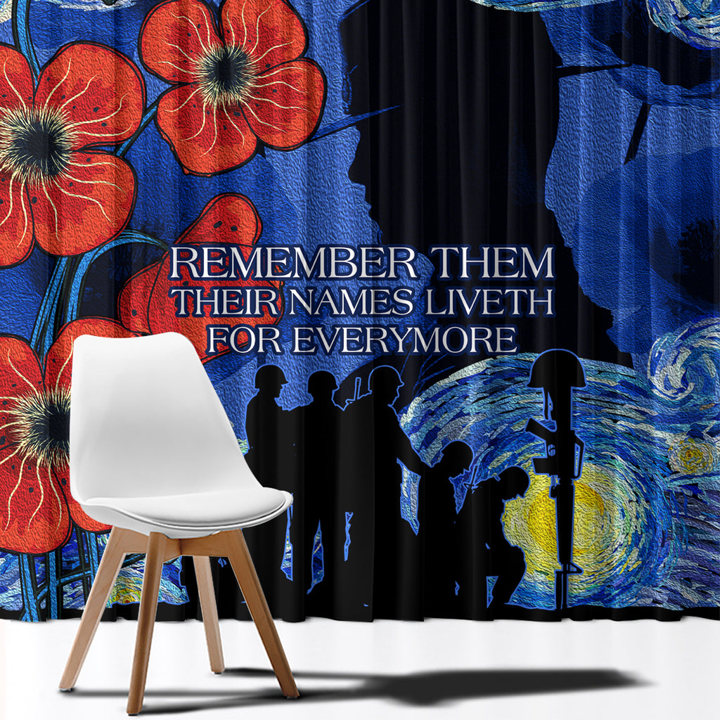 Remember Them ANZAC day Window Curtain Soldier In Starry Night Oil Paint Style
