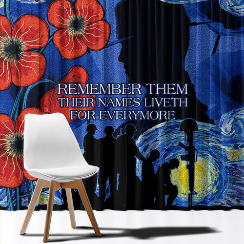 Remember Them ANZAC day Window Curtain Soldier In Starry Night Oil Paint Style