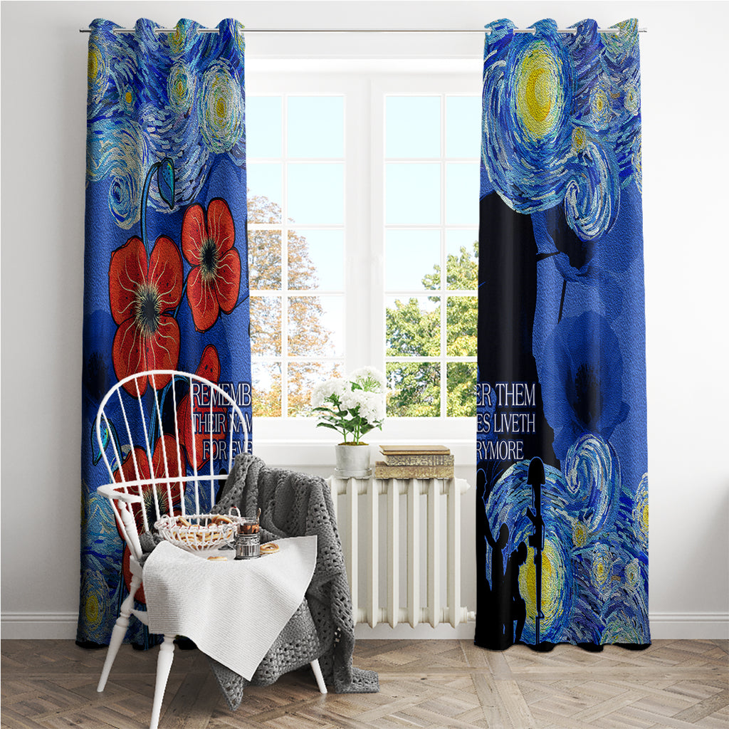 Remember Them ANZAC day Window Curtain Soldier In Starry Night Oil Paint Style