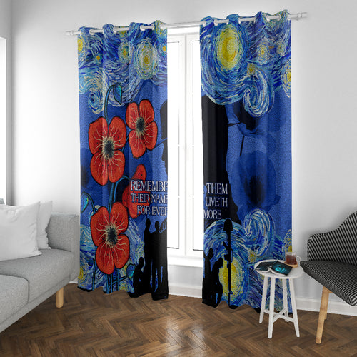 Remember Them ANZAC day Window Curtain Soldier In Starry Night Oil Paint Style