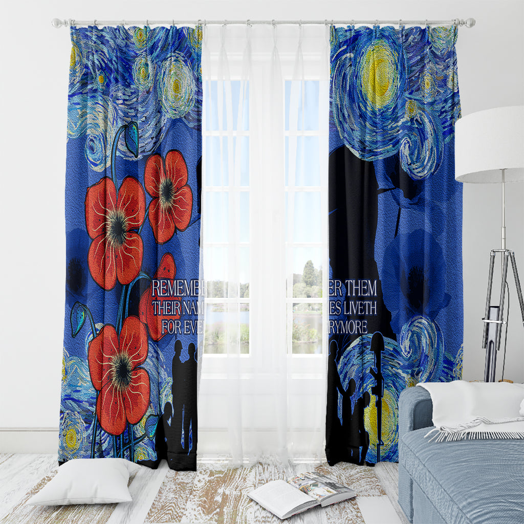 Remember Them ANZAC day Window Curtain Soldier In Starry Night Oil Paint Style