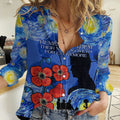 Remember Them ANZAC day Women Casual Shirt Soldier In Starry Night Oil Paint Style