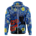 Remember Them ANZAC day Zip Hoodie Soldier In Starry Night Oil Paint Style