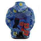 Remember Them ANZAC day Zip Hoodie Soldier In Starry Night Oil Paint Style