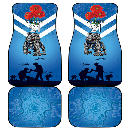 Custom Bulldogs Rugby ANZAC Car Mats The Military Soldiers with Aboriginal Style
