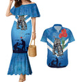 Custom Bulldogs Rugby ANZAC Couples Matching Mermaid Dress and Hawaiian Shirt The Military Soldiers with Aboriginal Style