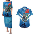 Custom Bulldogs Rugby ANZAC Couples Matching Puletasi and Hawaiian Shirt The Military Soldiers with Aboriginal Style