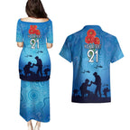 Custom Bulldogs Rugby ANZAC Couples Matching Puletasi and Hawaiian Shirt The Military Soldiers with Aboriginal Style