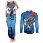 Custom Bulldogs Rugby ANZAC Couples Matching Tank Maxi Dress and Long Sleeve Button Shirt The Military Soldiers with Aboriginal Style