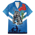 Custom Bulldogs Rugby ANZAC Family Matching Off Shoulder Maxi Dress and Hawaiian Shirt The Military Soldiers with Aboriginal Style