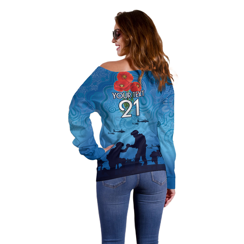 Custom Bulldogs Rugby ANZAC Off Shoulder Sweater The Military Soldiers with Aboriginal Style