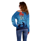 Custom Bulldogs Rugby ANZAC Off Shoulder Sweater The Military Soldiers with Aboriginal Style