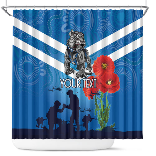 Custom Bulldogs Rugby ANZAC Shower Curtain The Military Soldiers with Aboriginal Style