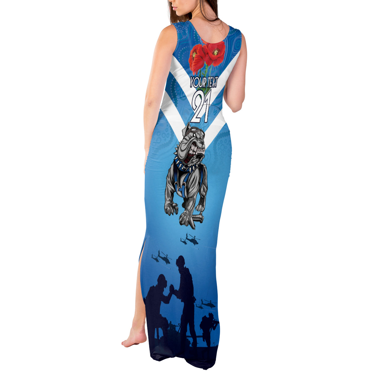 Custom Bulldogs Rugby ANZAC Tank Maxi Dress The Military Soldiers with Aboriginal Style