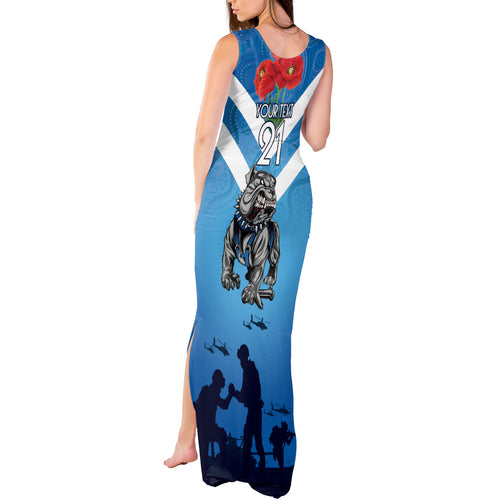 Custom Bulldogs Rugby ANZAC Tank Maxi Dress The Military Soldiers with Aboriginal Style