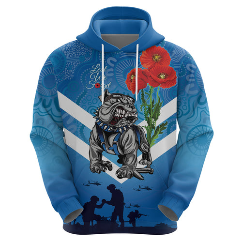 Custom Bulldogs Rugby ANZAC Zip Hoodie The Military Soldiers with Aboriginal Style