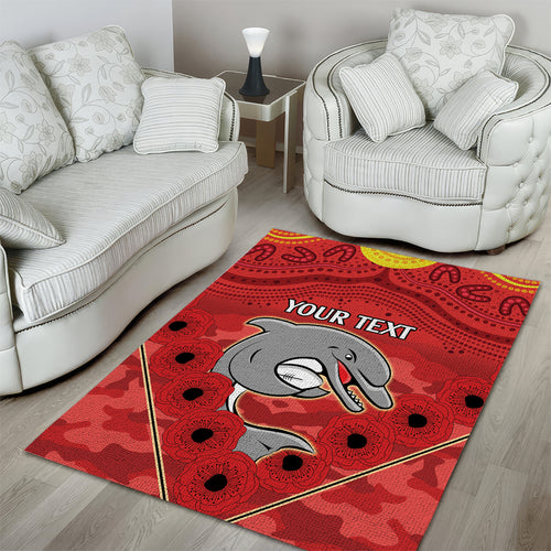 Custom Dolphins Rugby ANZAC Area Rug Aboriginal and Army Patterns
